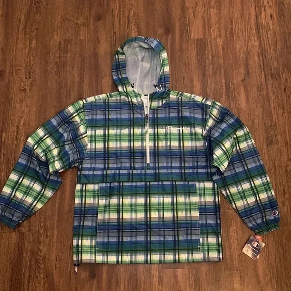 Champion Men’s Packable Jacket Plaid New - Picture 2 of 13
